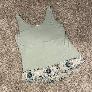 Maurices Light Green Floral Trim Tank Top Size Small